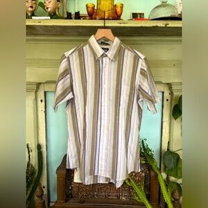 Vintage y2k LEE men’s large button up short sleeve stripe shirt